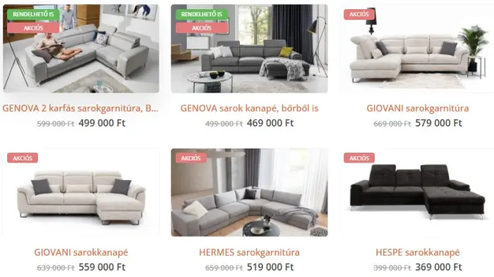 Akciós sarokkanapék az ABútor kínálatában